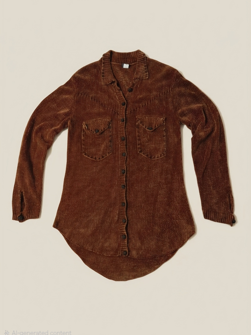 Vintage Babe Bronze Chenille Ribbed Knit Cardigan Tunic - Size S
